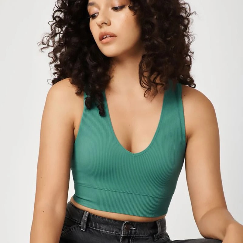 V-Neck Sports Crop Top