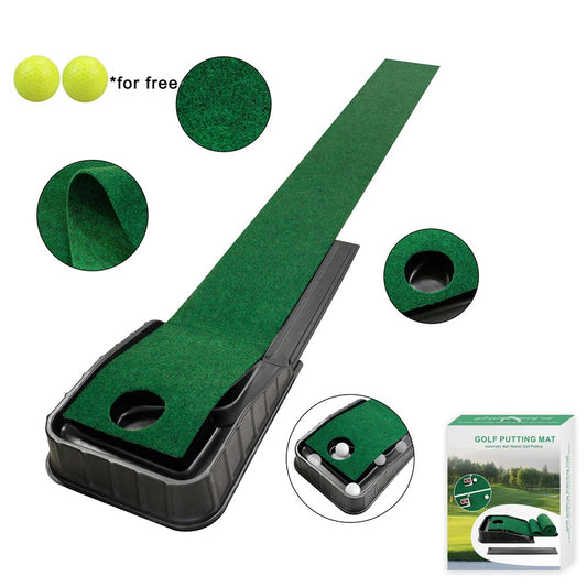 Golf Putting Mat With Automatic Ball Return